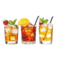 Three Old Fashioned drink isolate on transparent background png