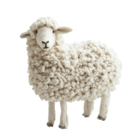 White Sheep with thick wool side view isolate on transparent background png