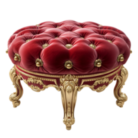 Luxurious Red Ottoman With Gold Trim And Frame On Transparent Background png