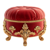Elegant Red Ottoman With Gold Detailing And Ornate Frame On Transparent Background png