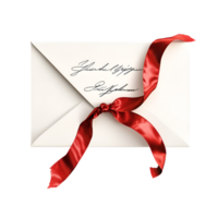 3D Envelope With Red Ribbon And Bow On Transparent Background png