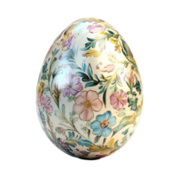 3D Floral Easter Egg With Leaf Patterns On Transparent Background png