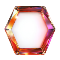 a hexagonal shaped glass frame with a colorful pattern transparent background png