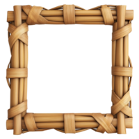 Handcrafted Wooden Frame Wrapped With Rope On Transparent Background png