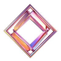3D Square Shaped Glass Frame With Rainbow Colored Background On Transparent Background png