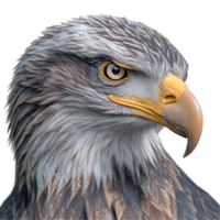 Detailed 3D Illustration Of Eagle Head With White Beak And Yellow Eyes On Transparent Background png