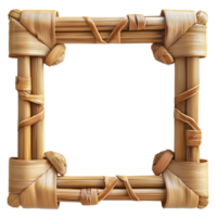 3D Wooden Frame With Rope On Transparent Background png