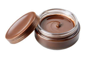 Open jar of chocolate spread isolated with transparent background. png