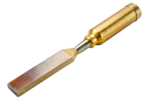 Chisel with brass handle isolated with transparent background. png