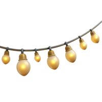 A string of decorative lights glowing warmly 3d render isolated on transparent png