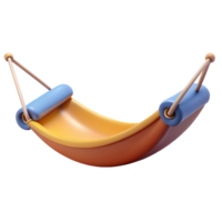 Orange hammock with blue headrests 3d render isolated on transparent png