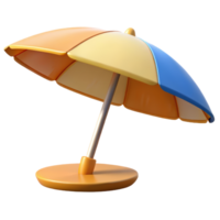 Beach umbrella with orange and blue stripes 3d render isolated on transparent png