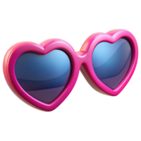 Pink heart-shaped sunglasses 3d render isolated on transparent png