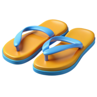 Pair of orange and blue flip-flops 3d render isolated on transparent png