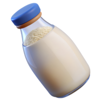Glass bottle of milk 3d render isolated on transparent png