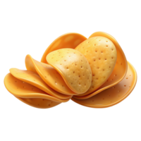 Stack of round crackers 3d render isolated on transparent png