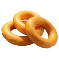 Three glazed donuts 3d render isolated on transparent png