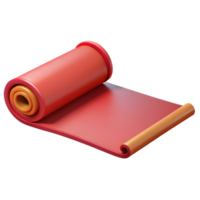 Rolled-up red carpet 3d render isolated on transparent png