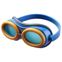 Blue goggles with orange rims 3d render isolated on transparent png