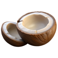 Coconut 3d render isolated on transparent png