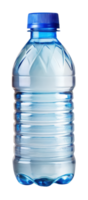 Plastic bottle of water with a blue cap on a transparent background png