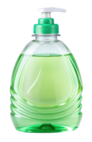 Green bottle of dish soap with a pump on a transparent background png