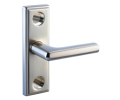 Modern brushed metal door handle on a transparent background png