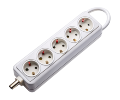 White power strip with five outlets on a transparent background png