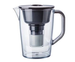Water filter pitcher with charcoal filter on a transparent background png