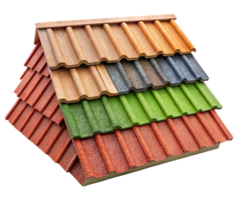 Assortment of roof tiles in various colors on a transparent background png