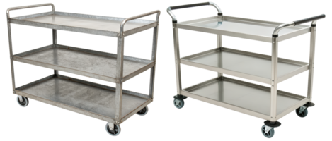 Two metal utility carts on a transparent background png