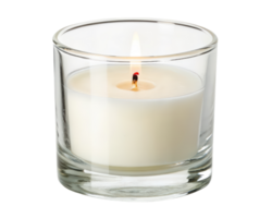 The white candle in glass holder on a transparent background png