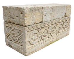 Ancient Stone Carved with Floral Patterns on a transparent background png