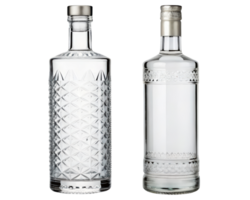 Two empty glass bottles on a transparent background png