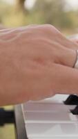 Hands Of Keyboard Player Practices With Major Scales And Chords Outdoor video
