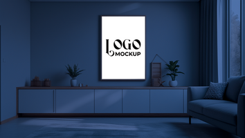 Mockup on concrete wall for print with a clean and professional logo mockup on a modern scene psd