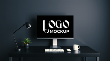 Mockup for branding with a realistic logo mockup scene on monitor for business and corporate design psd