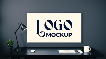 Digital logo mockup on tv monitor with a realistic logo mockup display for branding and business logos psd