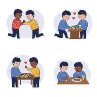 Friendly Brothers Motivating Each Other with Encouragement and Support vector