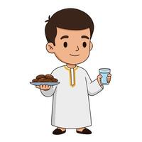 Ramadan Traditional Food Serving with Lanterns and Festive Vibes vector