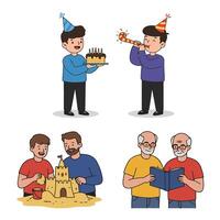 Friendly Brothers Motivating Each Other Through Supportive Gestures vector