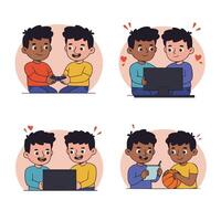 Happy Brothers Bonding Together and Creating Cherished Memories vector