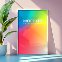 Thin-edge floating frame mockup for delicate compositions psd