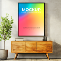 Ultra-thin floating frame mockup for stylish print displays psd