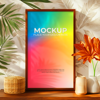 Black thin-border frame mockup for stylish visualizations psd