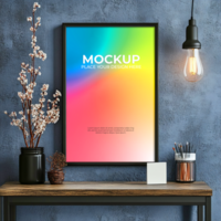 Minimalist floating wooden frame mockup for modern interiors psd
