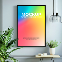 Hanging picture frame mockup with realistic depth effects psd