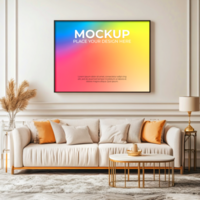 Abstract empty poster frame mockup for unique branding psd