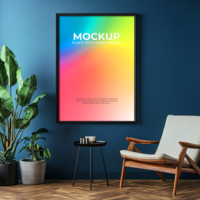 Gallery wall frame mockup with multiple blank frames psd