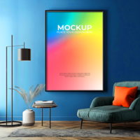 Wooden frame mockup with realistic shadow effects psd